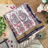 Vriksham Black & White Kalamkari Saree With Nizam Border-VS4407